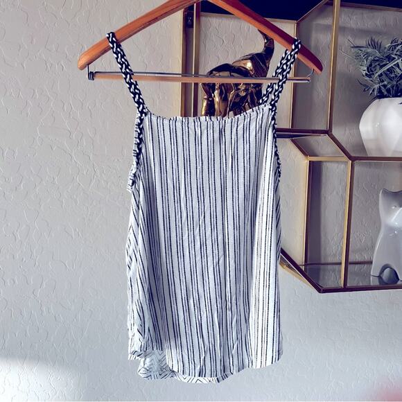 Maurice’s black white stripe patterned tank top blouse juniors size large L - Picture 3 of 7